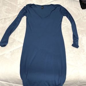 Navy Blue long sleeve midi dress